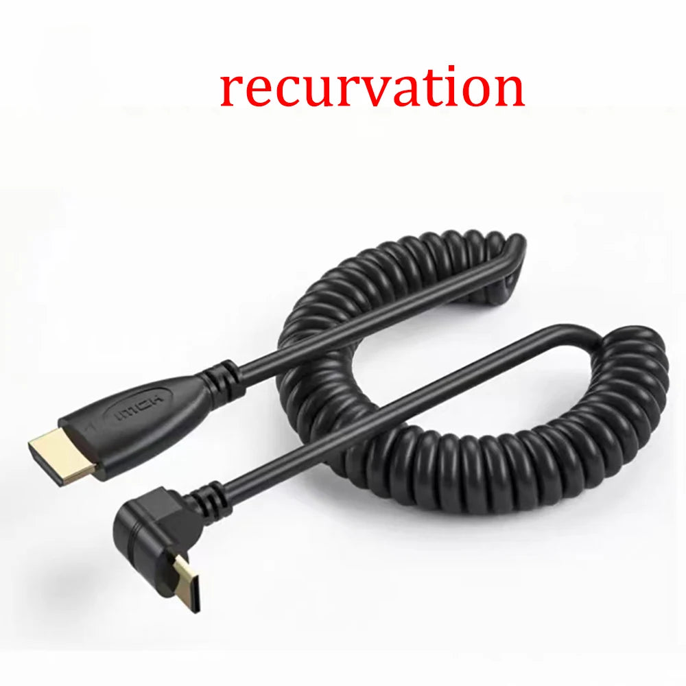 Câble HDMI vers Mini HDMI, câble Micro adaptateur, câble à ressort télescopique coudé HDMI, caméra SLR haute définition 4k, 1 pièce