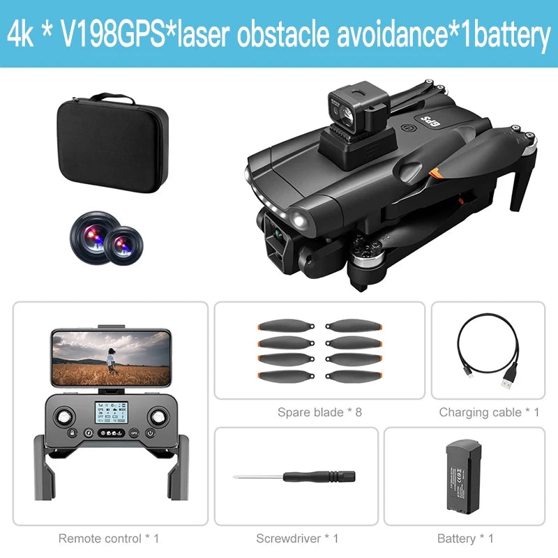Xiaomi Mijia V198GPS MAX Drone 8K moteur sans brosse professionnel Laser évitement d'obstacles pliable quadrirotor aérien optique RCToy