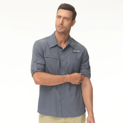 Chemises de pêche décontractées à manches longues UPF 50+ pour hommes, chemise de pêche boutonnée légère et respirante avec protection solaire avec maille arrière