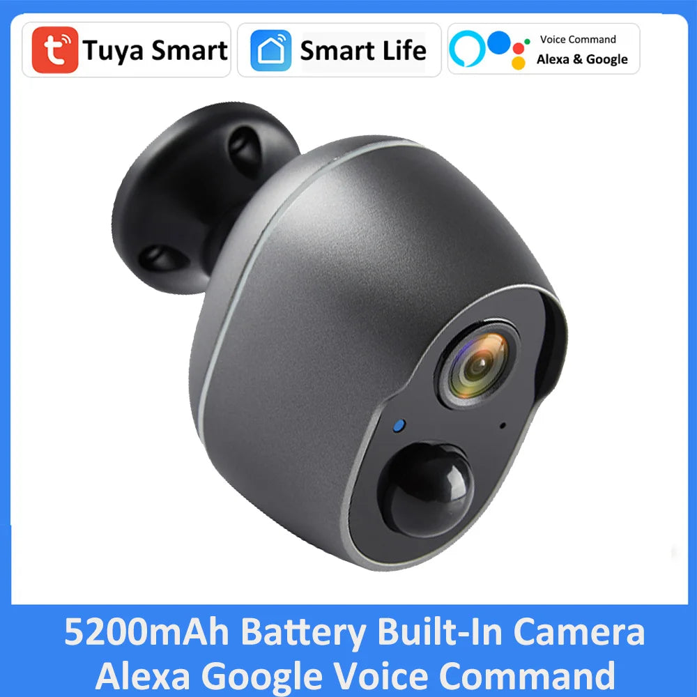 Tuya 5200 mAh batterie rechargeable solaire WiFi sécurité 3MP FHD CCTV caméra 135 ° grand Angle de vue 4X Zoom numérique Alexa Google caméra