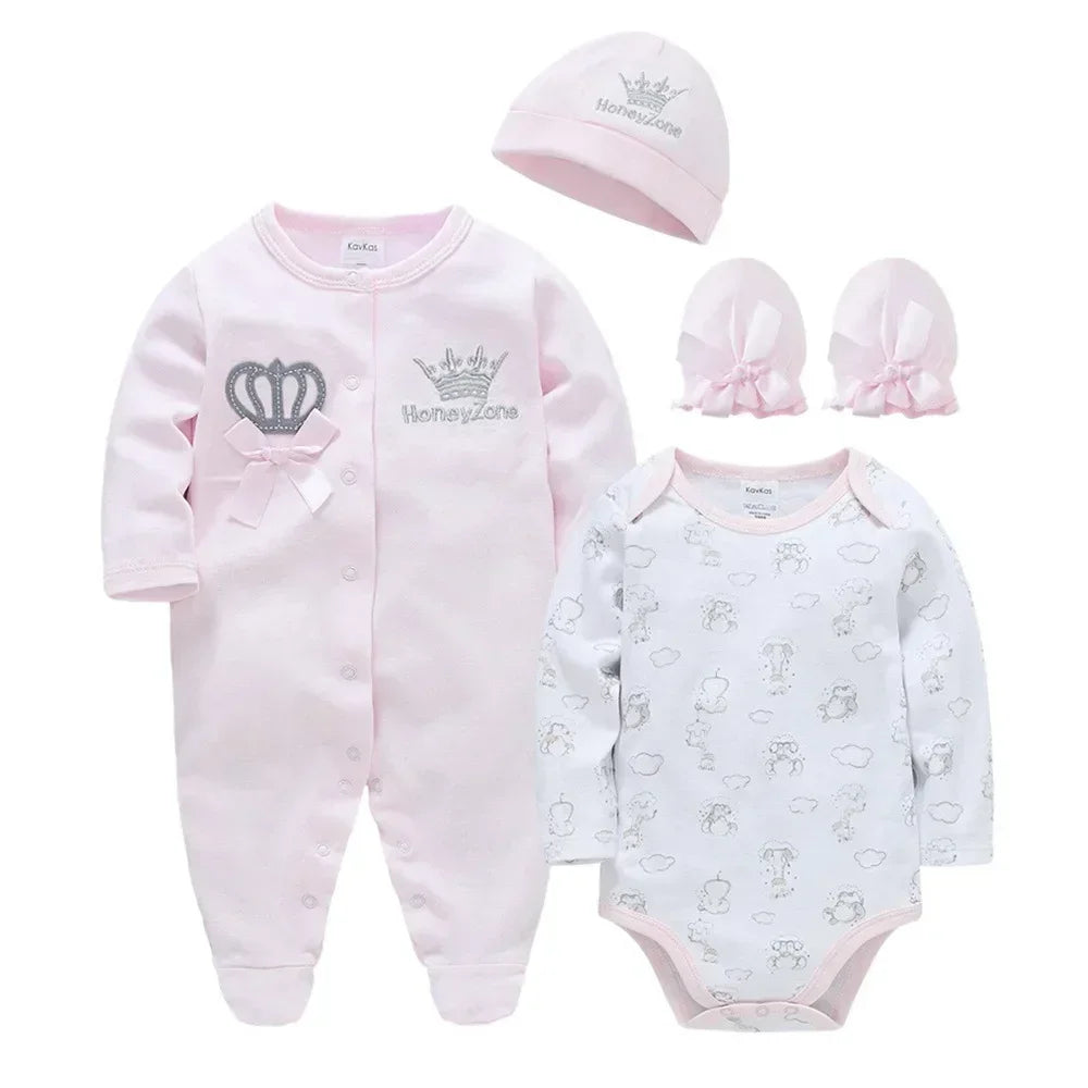 100% coton nouveau-né automne et hiver barboteuses à manches longues ensemble 0-12M bébé vêtements ensemble body une pièce hiver bébé vêtements