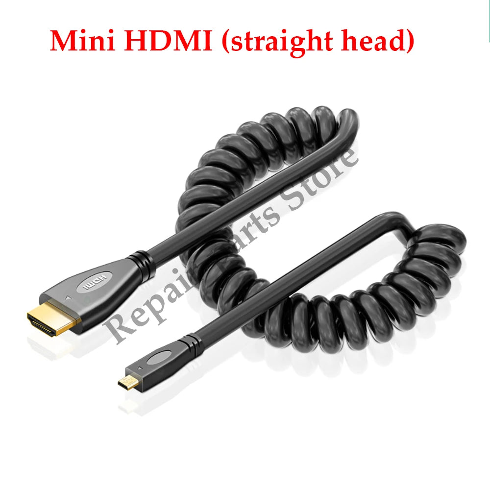 Câble HDMI vers Mini HDMI, câble Micro adaptateur, câble à ressort télescopique coudé HDMI, caméra SLR haute définition 4k, 1 pièce