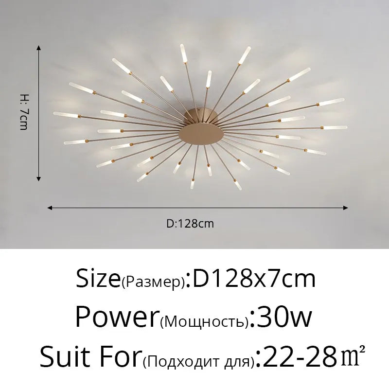 Modern LED Chandelier For Living Room Bedroom Home Roof Indoor Gold Metal Ceiling Lamp With Remote Control Lighting Lustre Decor