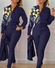 Chemise et pantalon College élégants pour femmes, olympiques décontractés, haut audipant, manches longues, mode printemps et automne, 2023, 2 pièces