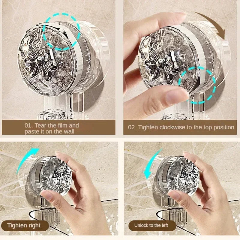 Panier d'étagère à ventouse de douche, motif Glacier léger, Installation en une seconde, organisateur de salle de bain, rangement rotatif pour sucer et enlever