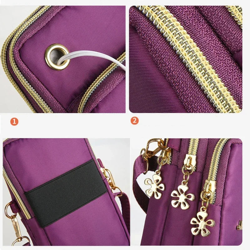 Sac à bandoulière pour téléphone portable pour femme, mini sacs, sac à monnaie de la colonne vertébrale, couverture de course au cou, portefeuille à 3 couches, mode pour maman