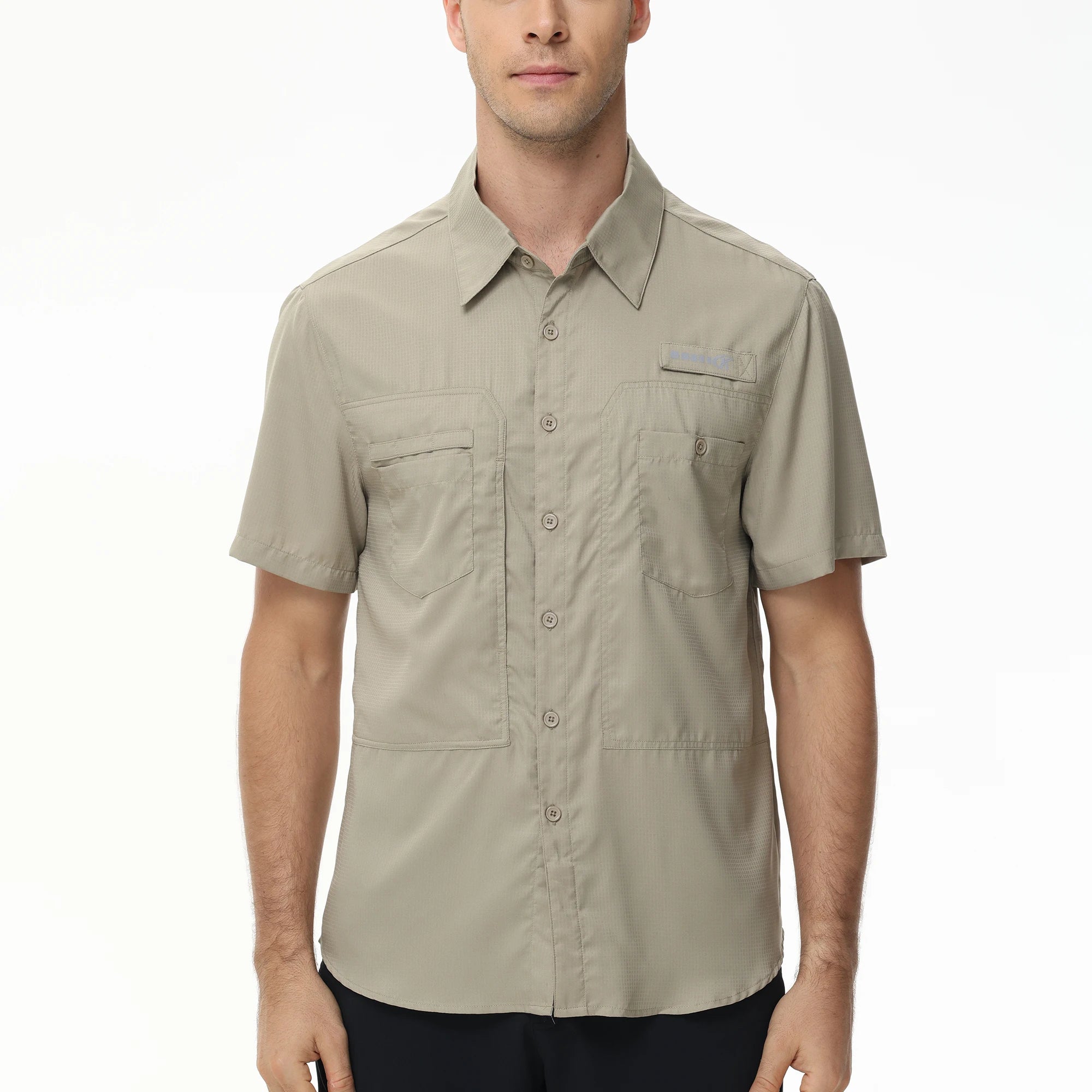 Chemises de pêche respirantes pour hommes, chemise de pêche Cargo décontractée à manches courtes UPF 50+, chemises tactiques boutonnées, chemisier pour l'extérieur