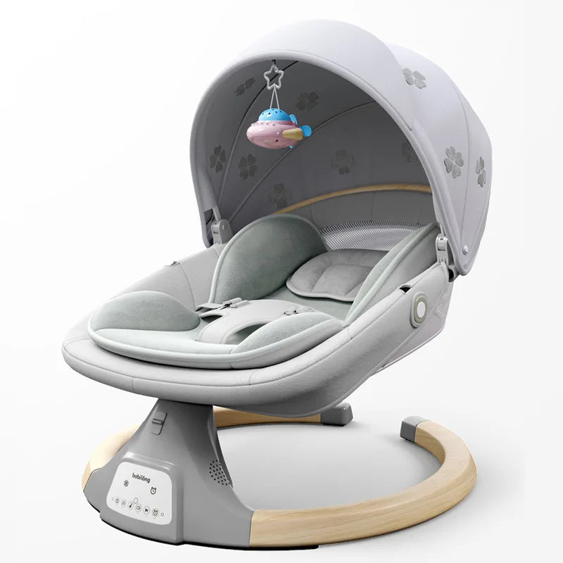 Chaise à bascule électrique pour bébé, berceau pour bébé à dormir, berceau réglable avec plateau à manger, moustiquaire musicale