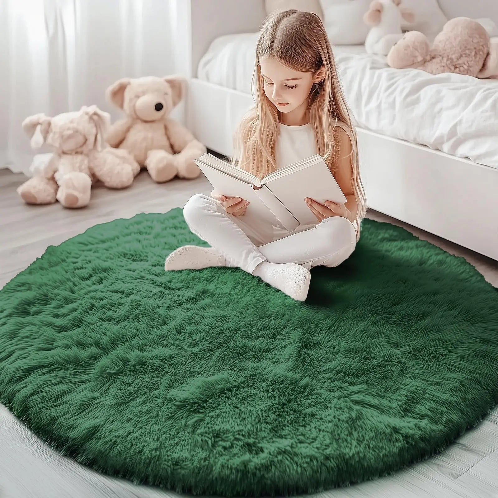 Olanly nouveaux tapis ronds en peluche pour salon tapis de chambre antidérapants tapis ronds lavables en Machine pour enfants décor à la maison esthétique