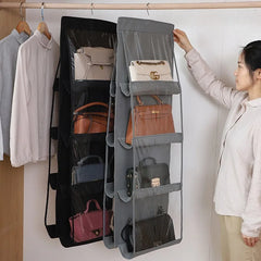 Sac de rangement Double face, sac à poussière suspendu multifonctionnel, sac à grille, sac de tri pour armoire de rangement, organisateur de placard