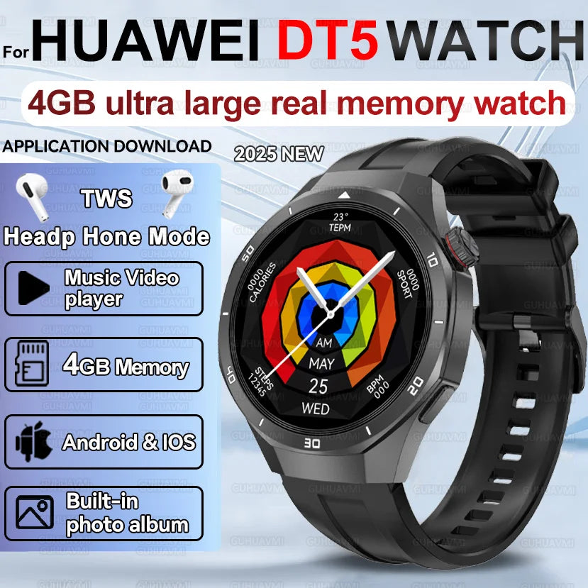 Pour HUAWEI 4GB mémoire hommes affaires Smartwatch Bluetooth appel surveillance de la santé GPS Navigation montre intelligente connecter TWS écouteurs