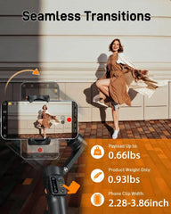 Hohem-Stabilisateur de smartphone officiel V3, suivi du visage AI, cardan 3 axes pour téléphone, perche à selfie intégrée, portable, iPhone 16, Samsung