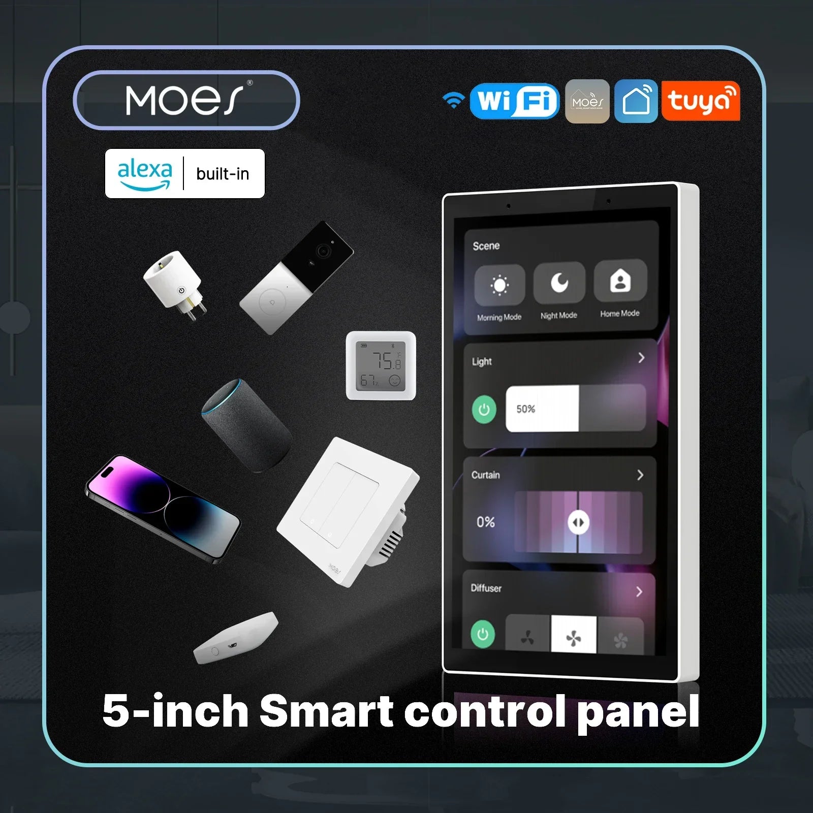 MOES-Tuya WiFi Smart, écran tactile 5 