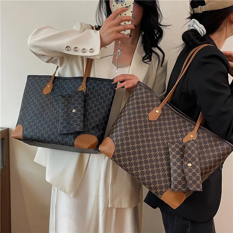 Sacs pour femmes de grande capacité en Europe et aux états-unis, sac à bandoulière rétro lettres classiques, sacs à main de banlieue en PU pour femmes