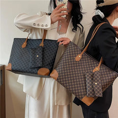 Sacs pour femmes de grande capacité en Europe et aux états-unis, sac à bandoulière rétro lettres classiques, sacs à main de banlieue en PU pour femmes