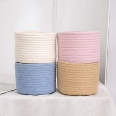 Panier de rangement en corde de coton tissé à la main, panier de rangement pour cosmétiques, bijoux, clés de bureau, boîte de collations, organisateur d'articles divers