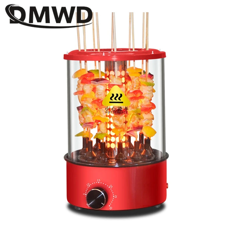 Machine à Barbecue verticale sans fumée, rôtissoire automatique, boîte à huile détachable, fourchette de barbecue, contrôle de puissance de feu, plaque de brochette universelle