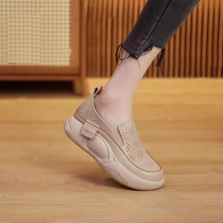 Women Casual Loafers 2023 New Spring Sneakers Retro Platform Casual Lace Up Leather Flat Slip-On Single Shoes Zapatos De Mujer