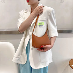 Sacs à main rétro en cuir PU pour femmes, couleur unie, sac à bandoulière sous les bras, sacs à main décontractés de styliste