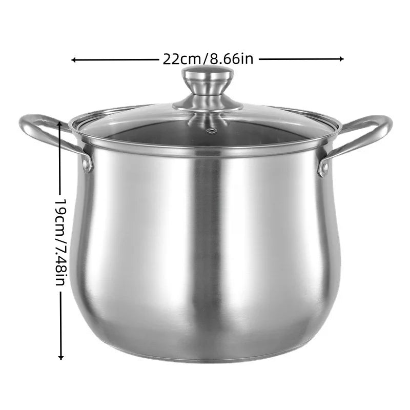 Grand pot en acier inoxydable, idéal pour soupes, ragoût et plus encore, Durable, facile à nettoyer, Gadget de cuisine essentiel, 1 pièce
