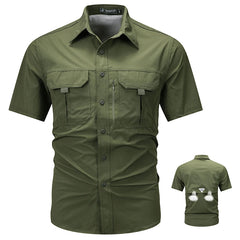 Chemise d'été à manches courtes pour hommes, chemise de travail tactique respirante, hauts d'extérieur décontractés, séchage rapide, multi-poches, chemises Cargo de Camping