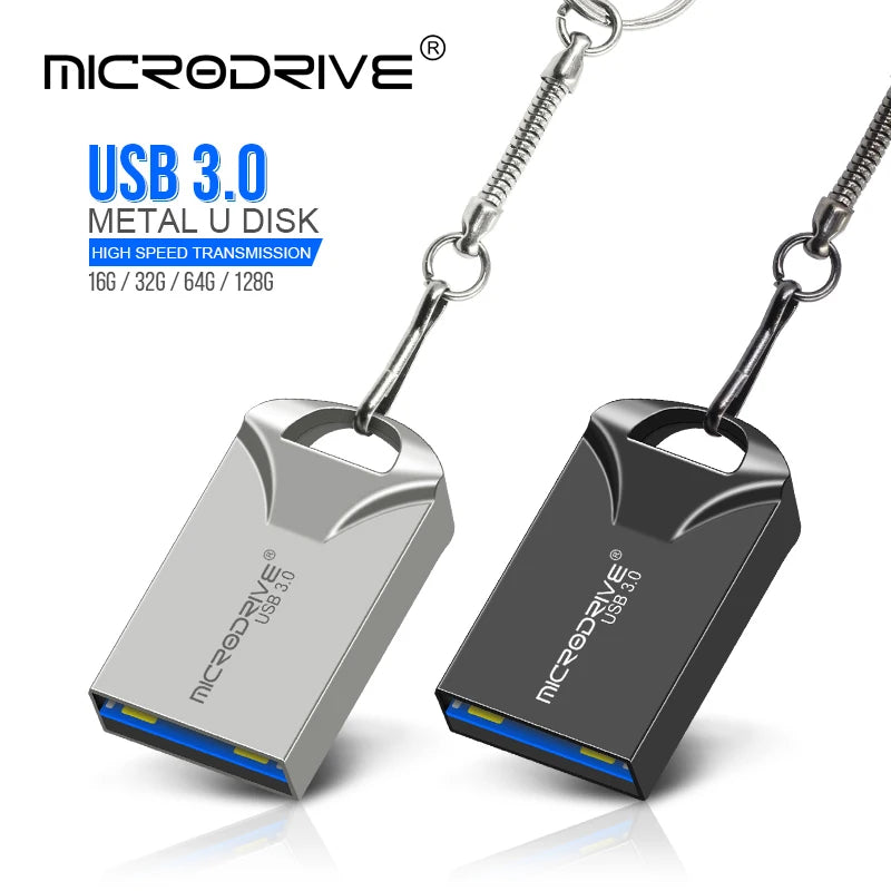 High Speed USB 3.0 Metal Flash Drive 16GB 32GB 64GB 128GB Pendrive Waterproof usb drive Pen Mini memory Sticks with key ring