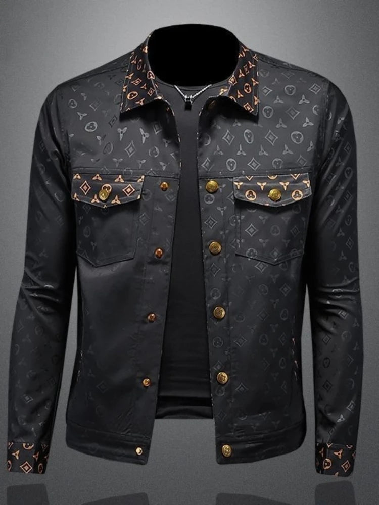 Veste à fleurs foncées pour hommes, grande taille, revers, décontracté, mince, beau, tendance, vêtements pour hommes, automne, nouveau