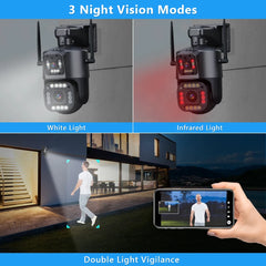 MOVOLS-Caméra de surveillance PTZ IP WiFi HD 8MP, dispositif de sécurité sans fil, étanche, avec audio bidirectionnel, suivi automatique et protocole P2P