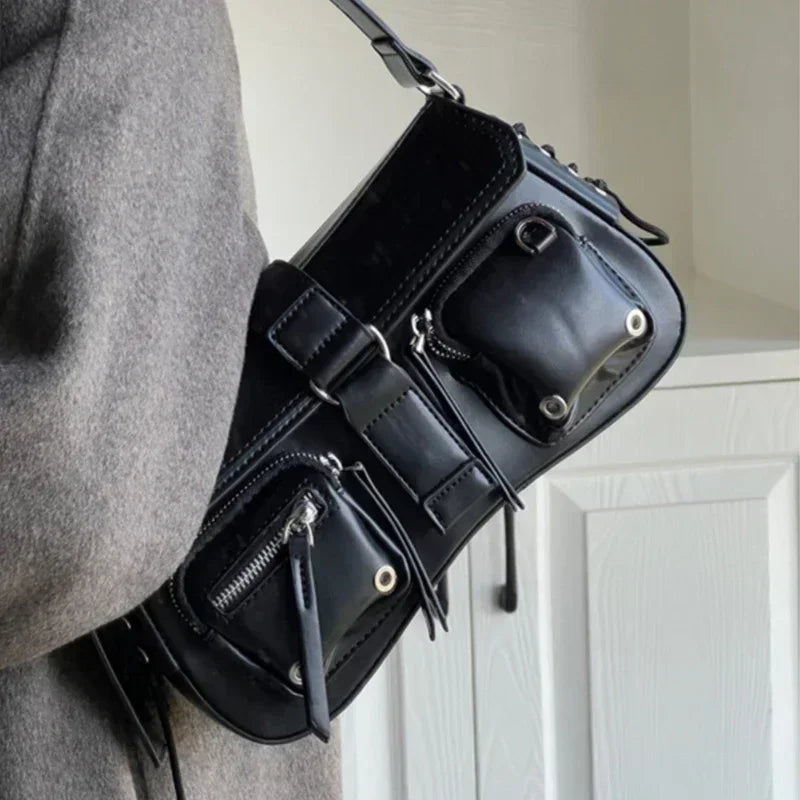 Y2K coréen femmes Harajuku Vintage gothique noir sac à main esthétique élégant Punk portefeuille sac à main sacs à bandoulière tendance fourre-tout sacs