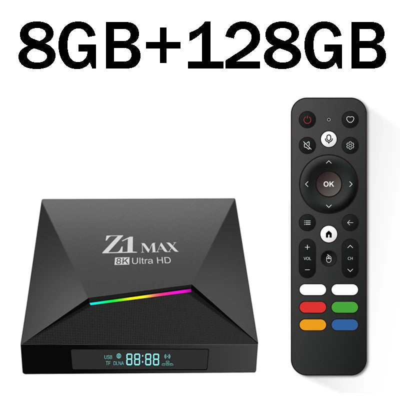 Z1 Max TV Box Android 15 iptv Allwinner H618 Quad Core 4G 5G double WiFi HD 8K 4K lecteur multimédia BT 5.0 prise en charge vocale télécommande TV Box