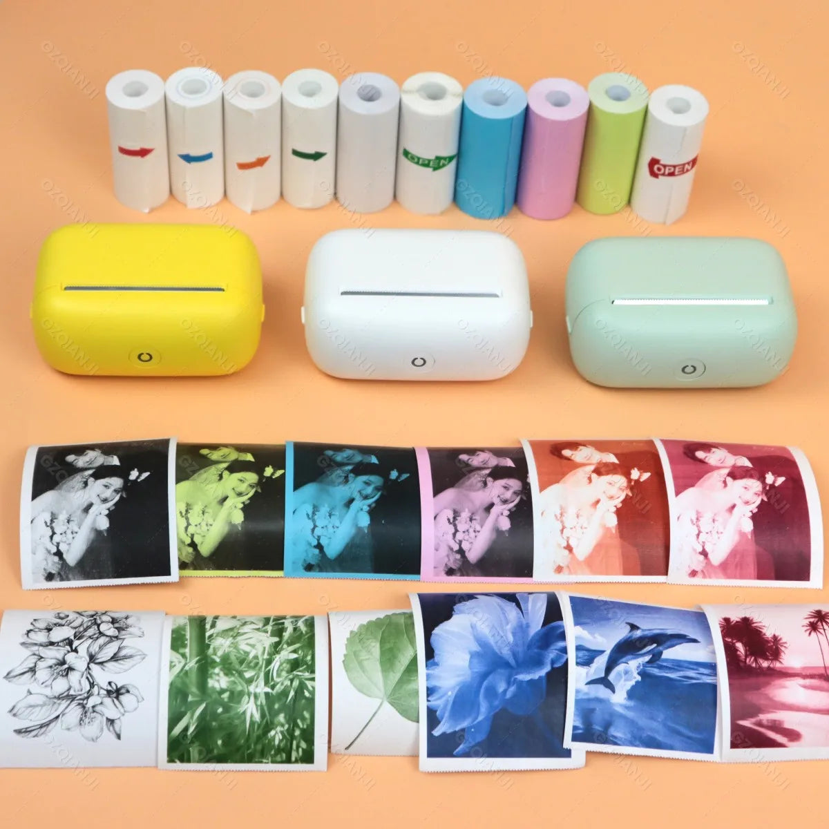 304DPI imprimante thermique de poche Bluetooth Mini imprimante Photo Portable sans fil iOS Android impression et 57mm rouleaux de papier de couleur blanche