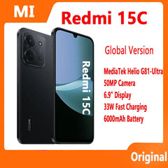 Xiaomi Redmi 15C Smartphone Version mondiale MediaTek Helio G81-Ultra 120Hz 6.9 "écran Dot Drop 50MP caméra principale 33W charge