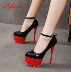 Aphixta 2024 offre spéciale fête Disco danse pompes femmes 5.5cm plate-forme ceinture boucle 16cm Super hauts talons fins pompes de mode