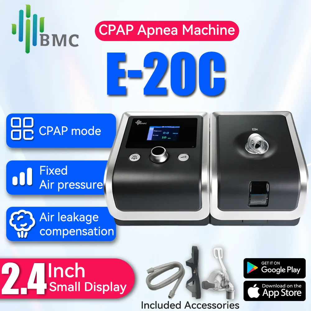 BMC E-20C Machine CPAP Machine d'apnée à pression fixe avec masque Pour l'anti-ronflement Apnée du sommeil Machine de sommeil silencieuse Solution contre le ronflement