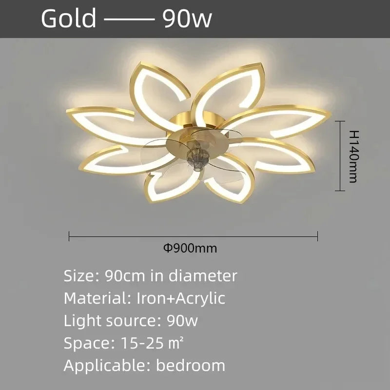 Modern LED Ceiling Fan Light with Remote Pendant Lamp for Living Room Dining Room Bedroom Home Decor Hanging Lighting Fixture