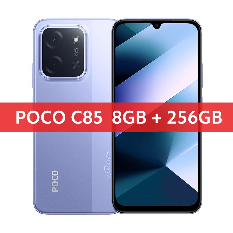 POCO C85 Version mondiale Smartphone MediaTek Helio G81-Ultra 6.9 "affichage Dot Drop batterie 6000mAh 50MP double caméra 33W NFC IP64
