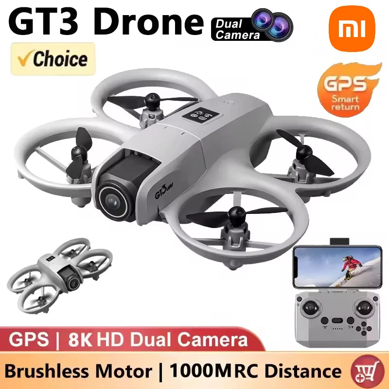 XIAOMI GT3 Drones GPS 8K Professionnel HD 180 °   Double caméra 5G WIFI moteurs sans balais évitement d'obstacles FPV quadrirotor pliable