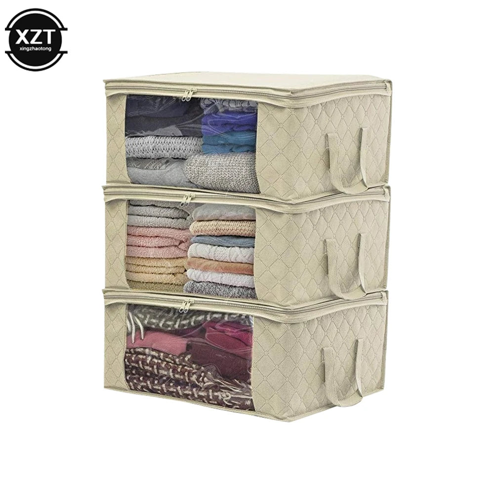 1PCS Folding Storage Box Fashion Clothes Collecting Case Non Woven Fabric With Zipper Moisture-proof Quilt Storage Box Hot Sale