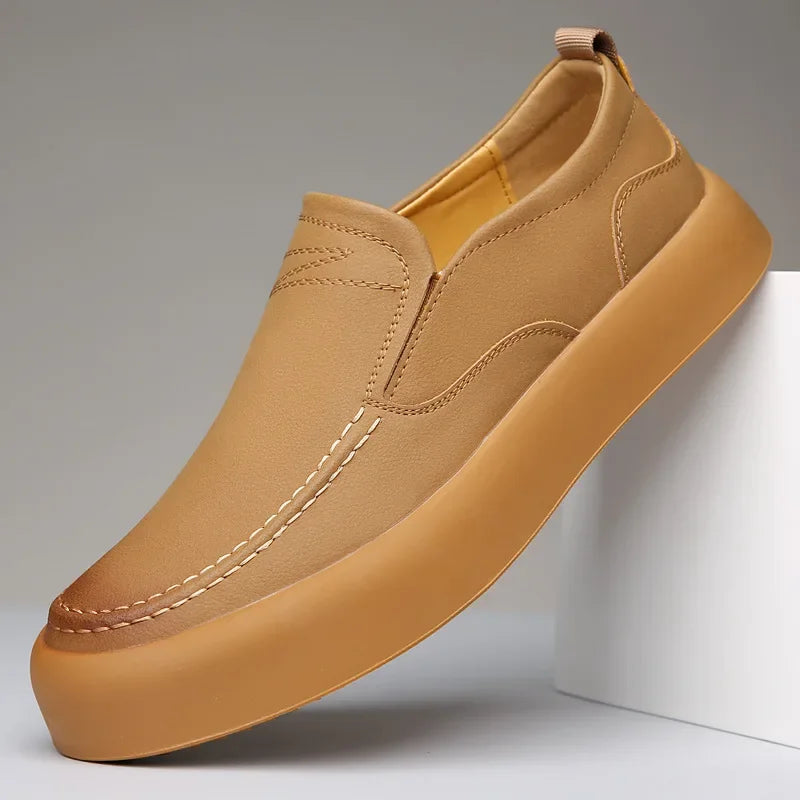 Chaussures en cuir véritable pour hommes, mocassins à l'offre elles souples en caoutchouc, chaussures de marche légères, mocassins décontractés de style britannique, chaussures de luxe