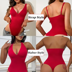 Licou Body V profond Camisole sangle réglable Shapewear haut ventre contrôle femmes Sexy string corps Shaper sans couture Fajas 2025