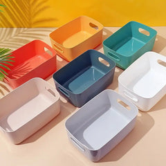 Panier de rangement divers, boîte de rangement de collations de bureau pour étudiants, boîte de rangement de cosmétiques en plastique, boîte de tri de cuisine domestique, boîte de maquillage