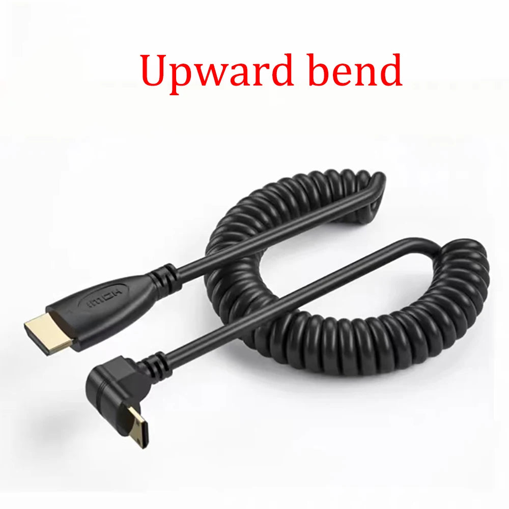 Câble HDMI vers Mini HDMI, câble Micro adaptateur, câble à ressort télescopique coudé HDMI, caméra SLR haute définition 4k, 1 pièce