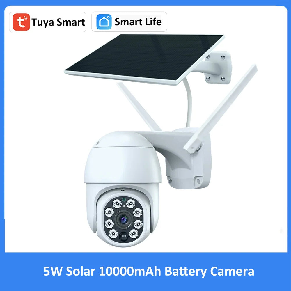 Tuya Smart Life APP 3MP WiFi batterie solaire suivi de mouvement Site patrouille PIR Surveillance sécurité extérieure PTZ couleur lumière caméra