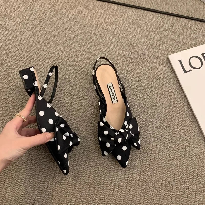 Sandales à talons bas pour femmes, chaussures élégantes à bretelles pointues, escarpins De fête à la mode, 2023