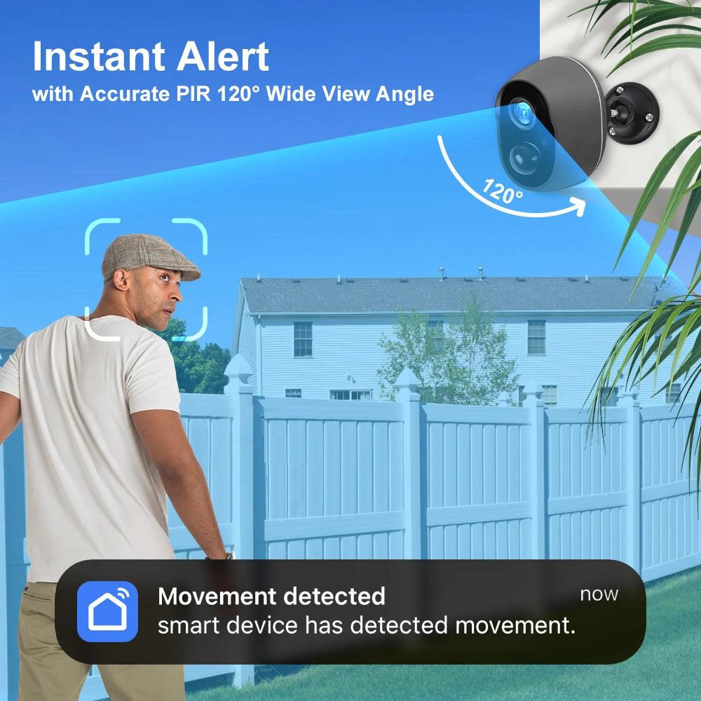 Tuya 5200 mAh batterie rechargeable solaire WiFi sécurité 3MP FHD CCTV caméra 135 ° grand Angle de vue 4X Zoom numérique Alexa Google caméra