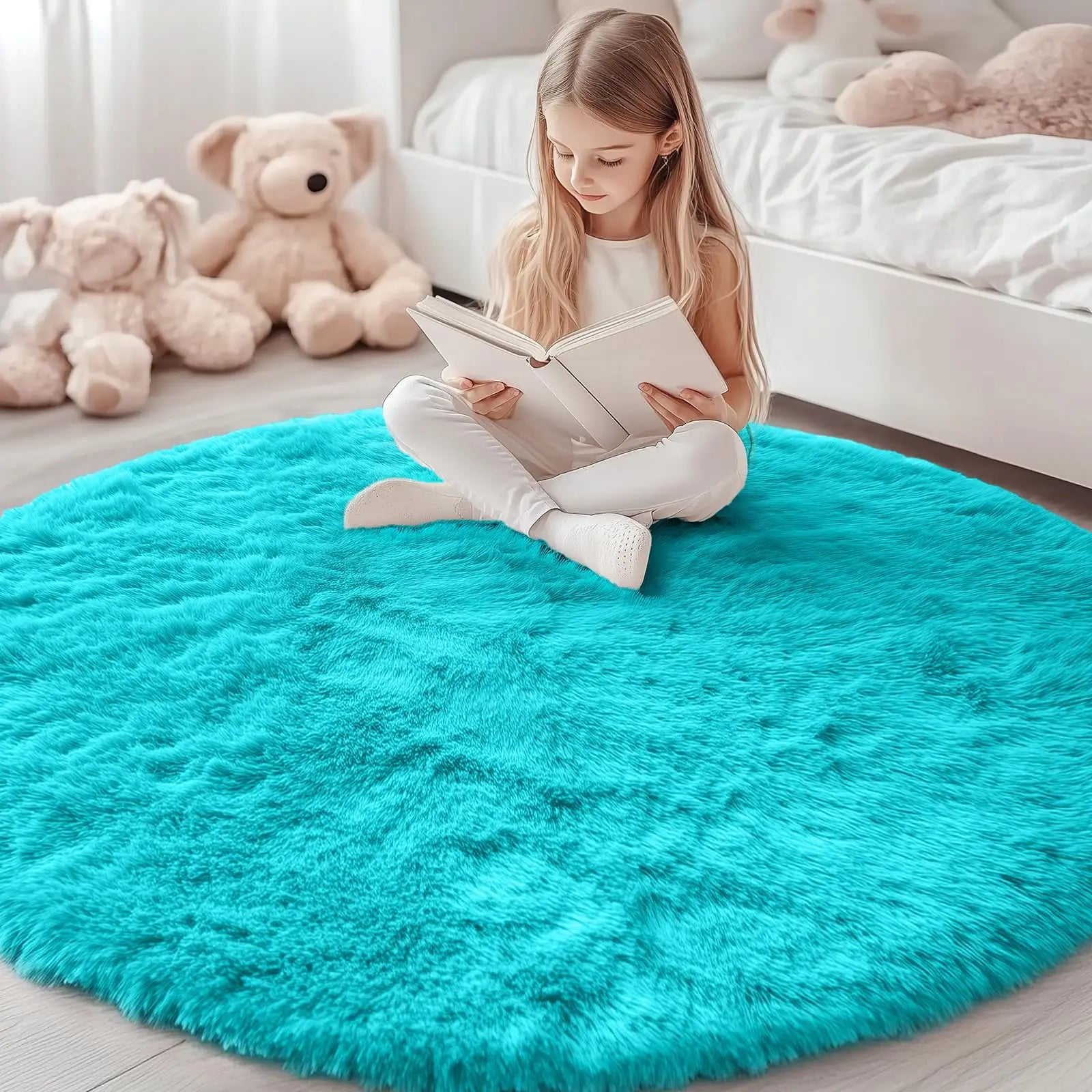 Olanly nouveaux tapis ronds en peluche pour salon tapis de chambre antidérapants tapis ronds lavables en Machine pour enfants décor à la maison esthétique