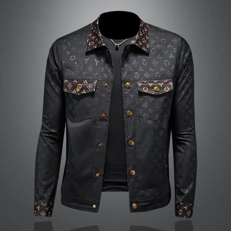 Veste à fleurs foncées pour hommes, grande taille, revers, décontracté, mince, beau, tendance, vêtements pour hommes, automne, nouveau