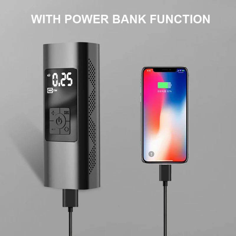 Pompe à Air électrique pour voiture, gonflage rapide, 6000mAh, Portable, sans fil, gonfleur de pneus, 120PSI, compresseur d'air, moto, vélo