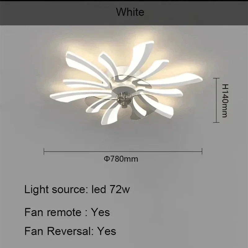 Modern LED Ceiling Fan Light with Remote Pendant Lamp for Living Room Dining Room Bedroom Home Decor Hanging Lighting Fixture