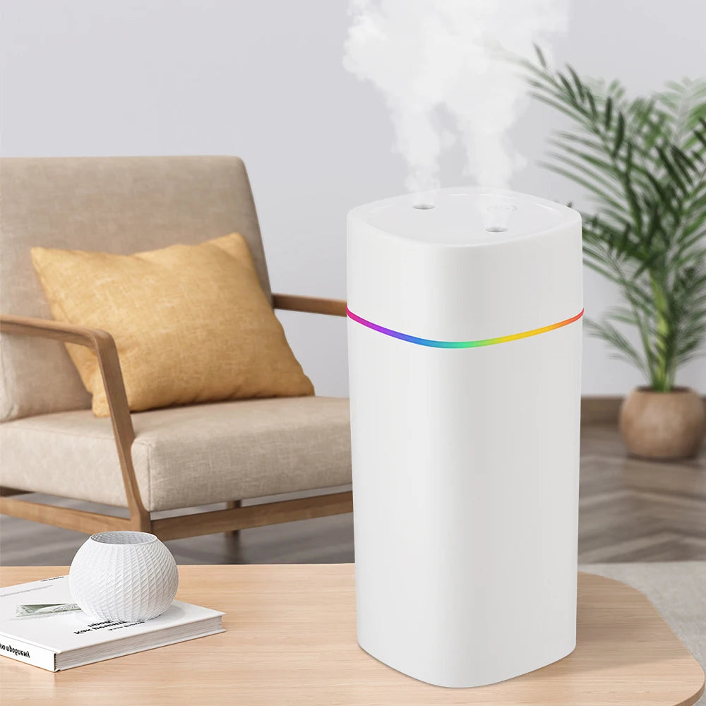 Pulvérisateur de brume fraîche USB, humidificateur d'air électrique Portable de 600ml, diffuseur d'huile aromatique avec veilleuse colorée pour maison et voiture